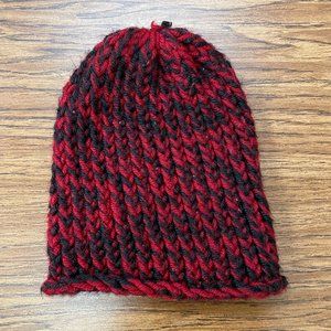 Beanie Woven Hand Made, Infant-Child One Size, Red w/Black